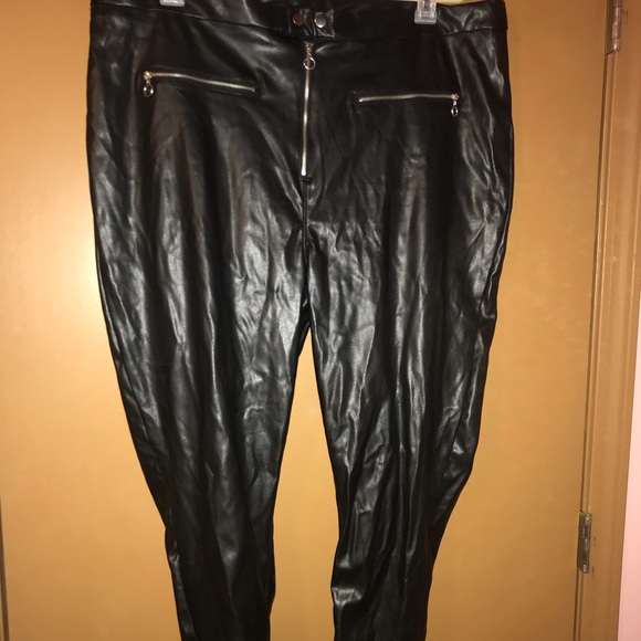 Pants - Zip Front Faux Leather Pants